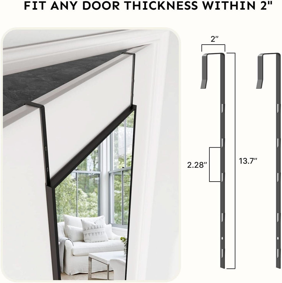 48x14 Inch Full Length Tempered Glass Door Mirror Over Door