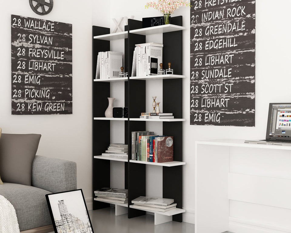 Alice 67” Corner Bookcase – 5-Tier Narrow L-Shaped Wall-Mounted Corner Bookshelf