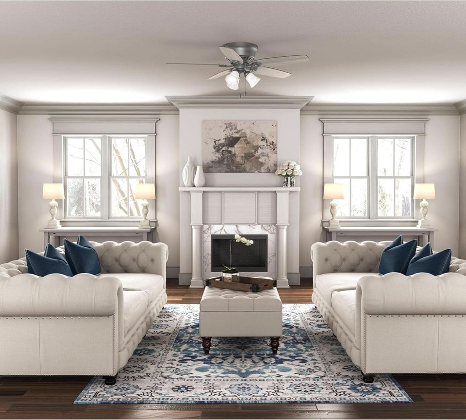 52 Inch Matte Silver LED Ceiling Fan With Integrated Light