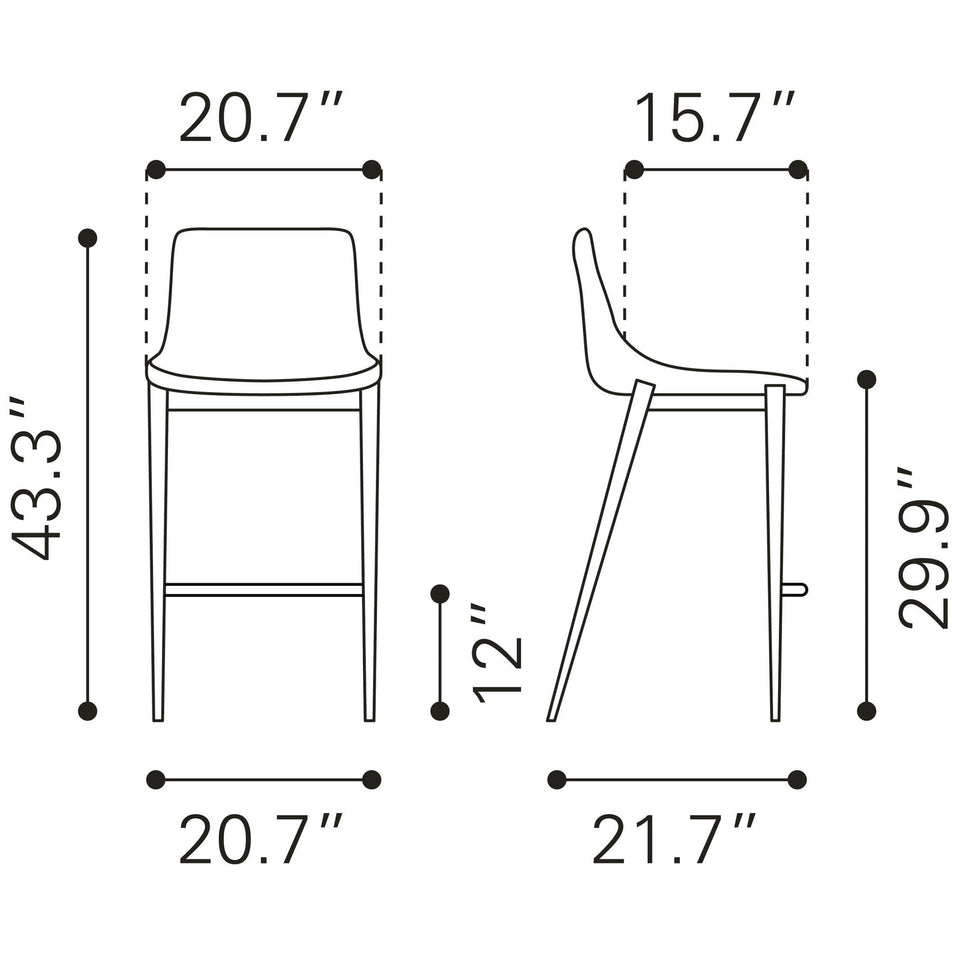 Magnus Barstool (Set of 2) Brown & Silver