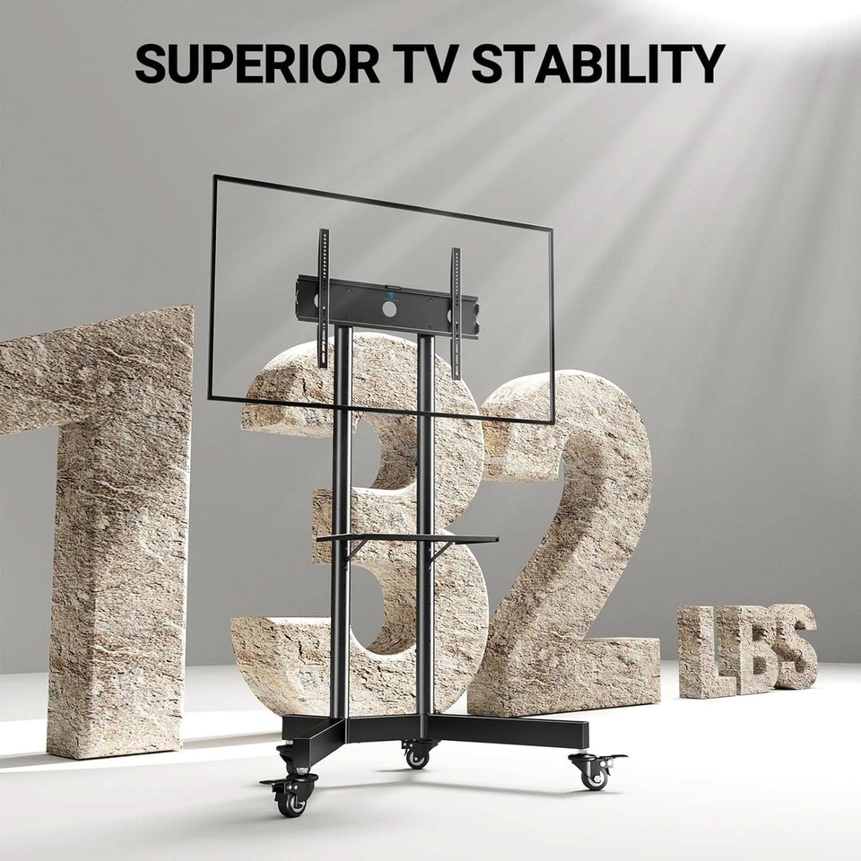 Rolling TV Stand For 32 To 85 Inch TVs Height Adjustable