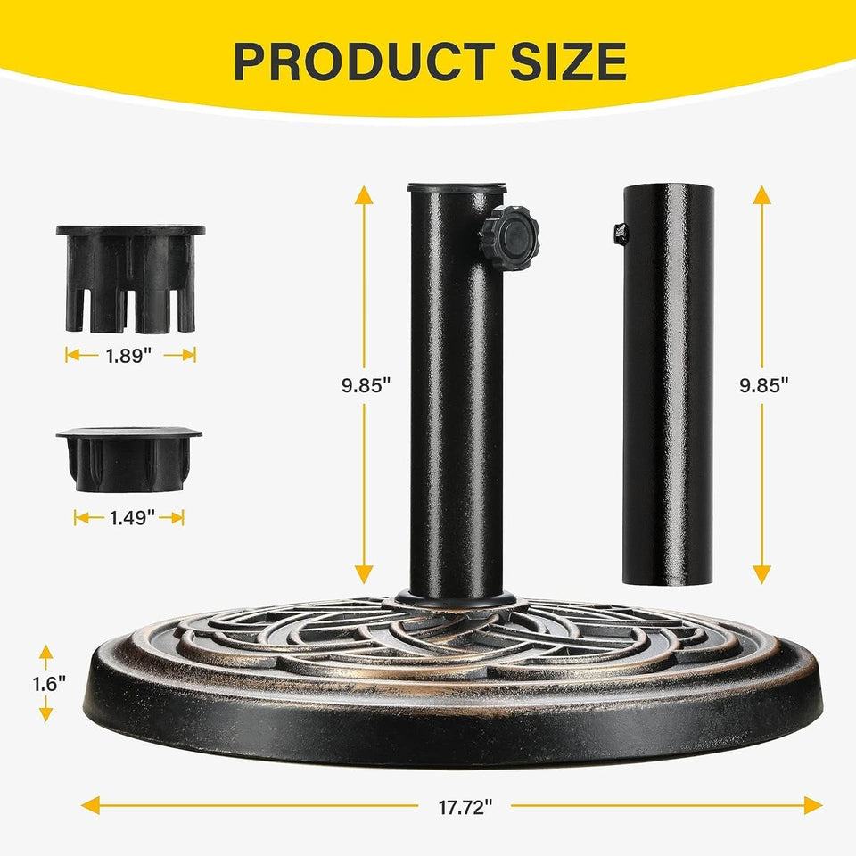 Heavy Duty 24 Pound Bronze Umbrella Base Patio Garden Stand For Outdoor Market Umbrellas