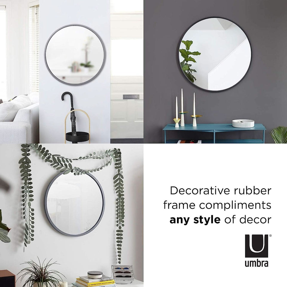 Round Rubber Wall Mirror 37 Inch Diameter With Protective Rubber Frame