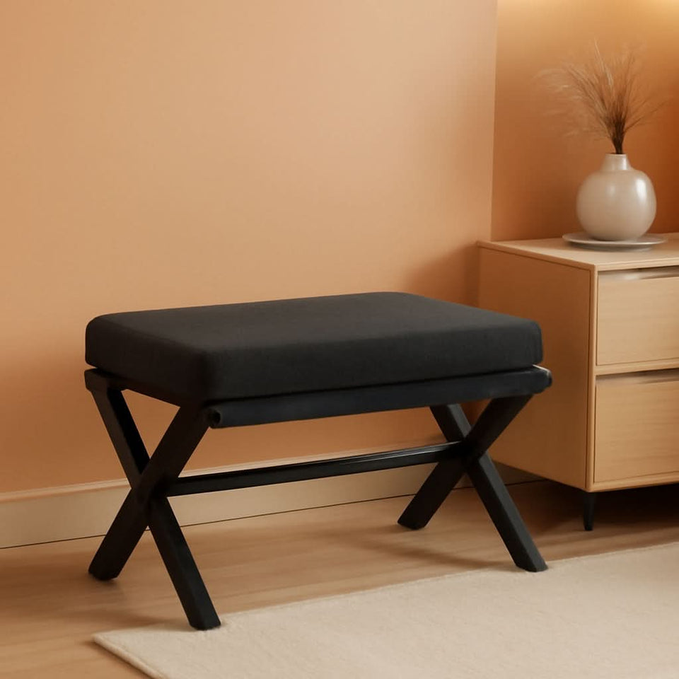Foldable Foot Stool Black For Contemporary Living Room