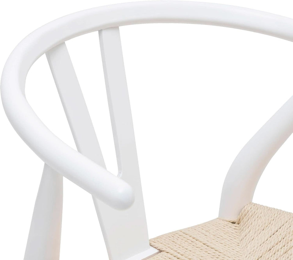 Mid Century White Weave Dining Chair For Dining Room