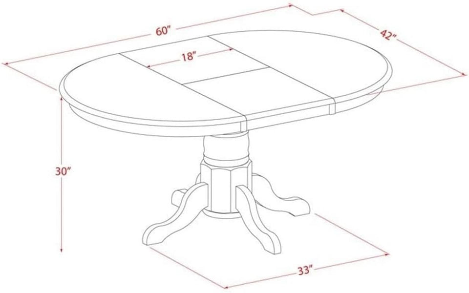 Avon Dining Table Butterfly Leaf 60x42 Inches Oval