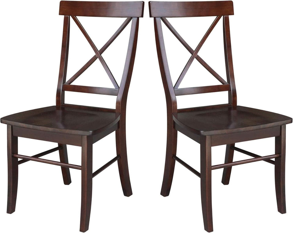 X Back Dining Chair In Java Finish With Solid Wood Seat