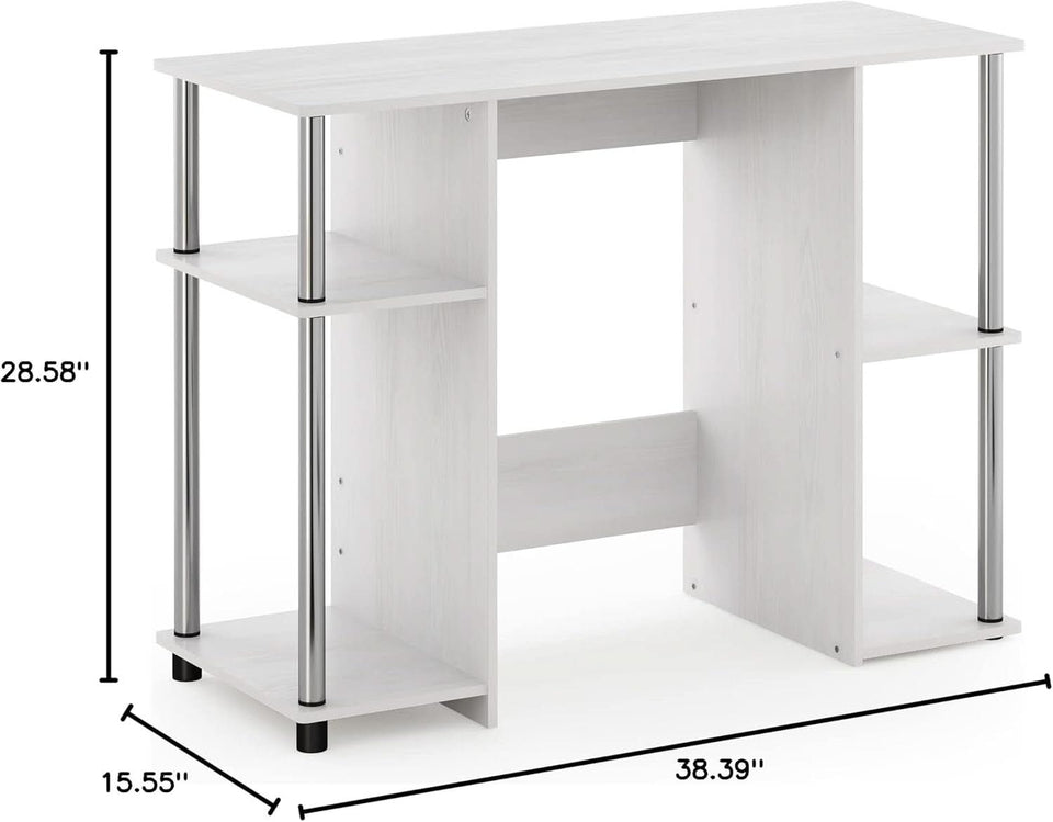 Jaya White Oak Computer Study Desk Stainless Steel Frame