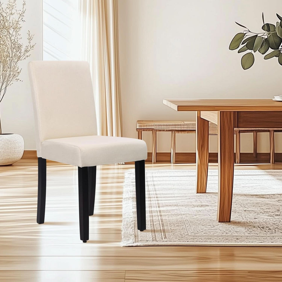 Beige Upholstered Dining Chairs Set Of 4 Modern Fabric