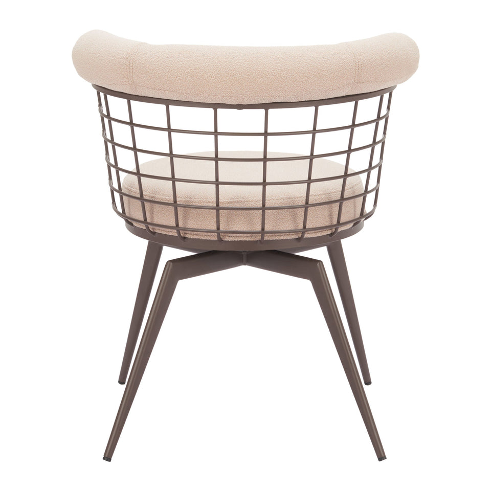 Saku Swivel Dining Chair Beige & Brown