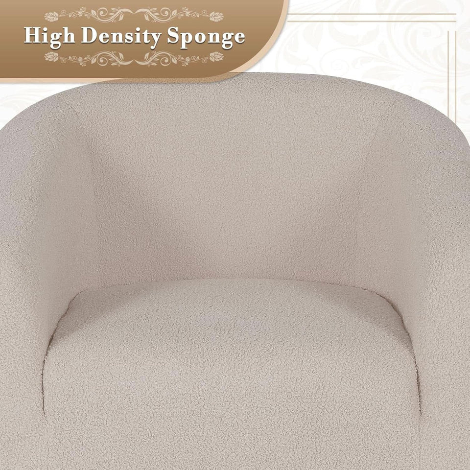 Grey Furry Barrel Accent Chair Velvet Textured Upholstered