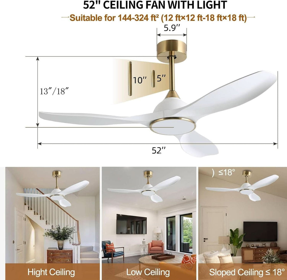 52 Inch Ceiling Fan With DC Motor And Remote Control