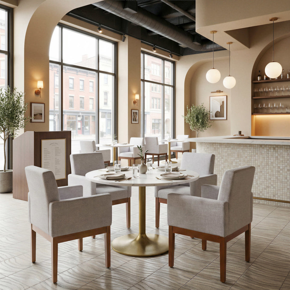 Ithaca Dining Table White & Gold