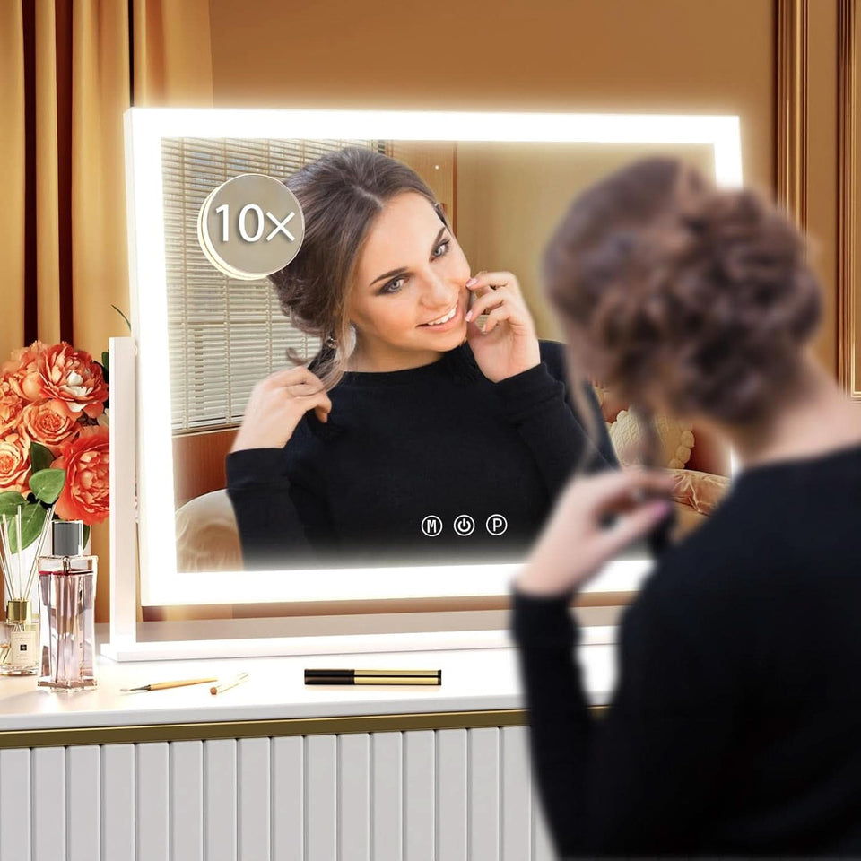 Lighted Makeup Mirror 17.3x13 Inch With 5X Magnification And LED Lights