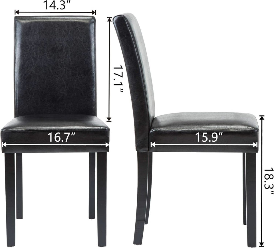 Modern PU Upholstered Dining Chairs Black Cushioned Seats