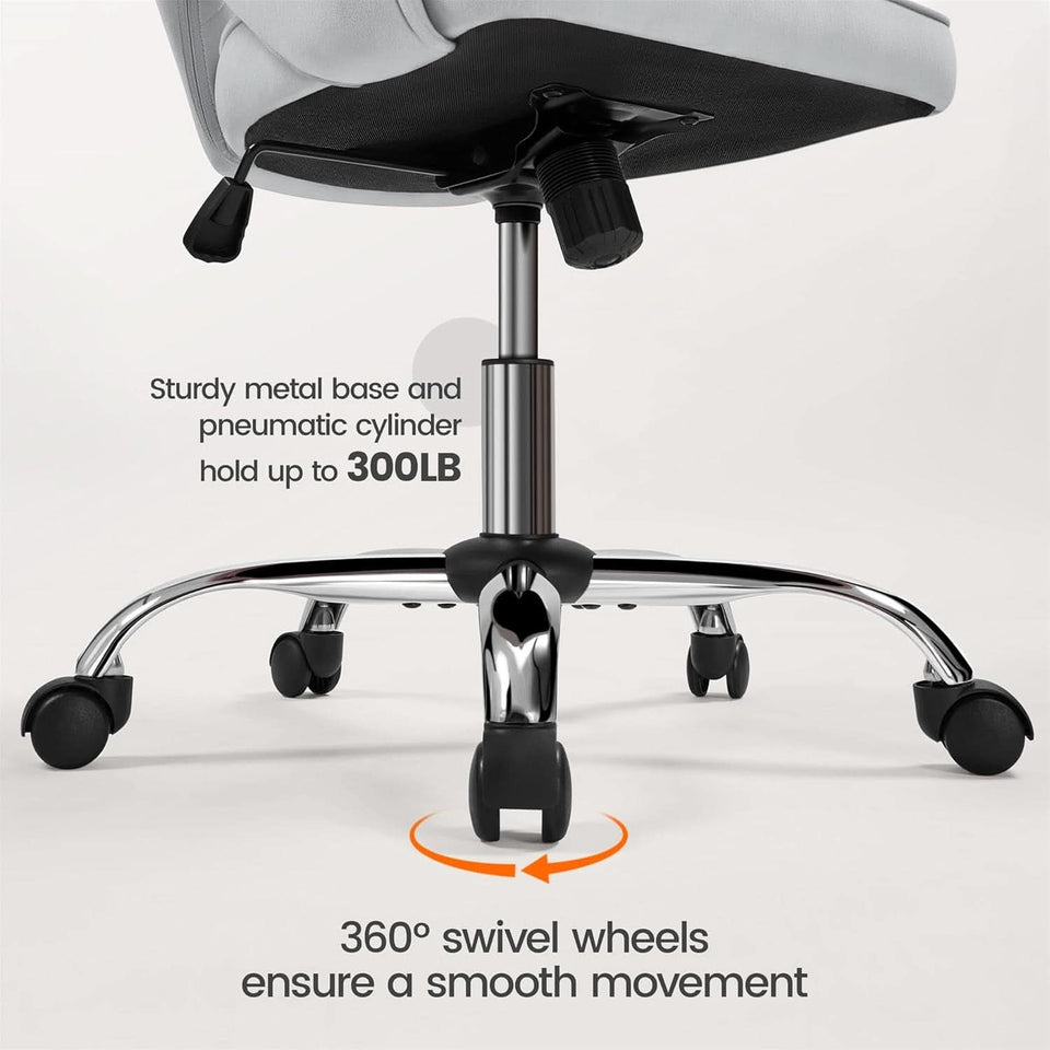 Home Office Chair With Tufted Barrel Back Light Gray