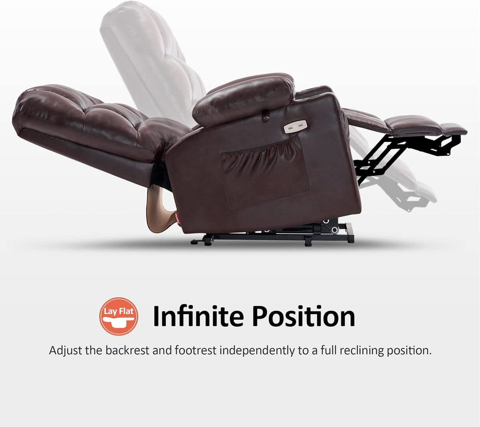 Dark Brown Lift Recliner With Massage For Elderly People