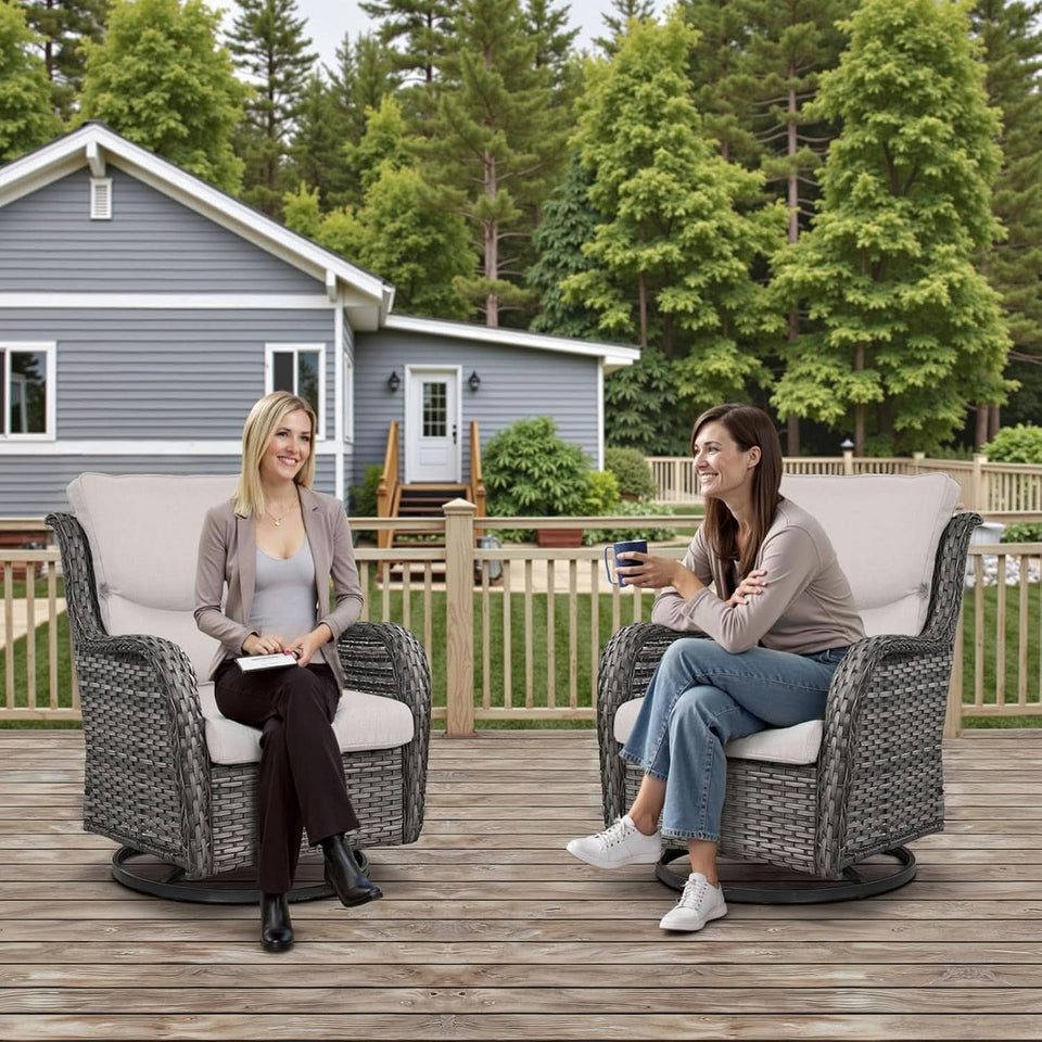 Swivel Rocker Patio Chairs Set with Cozy Coffee Table