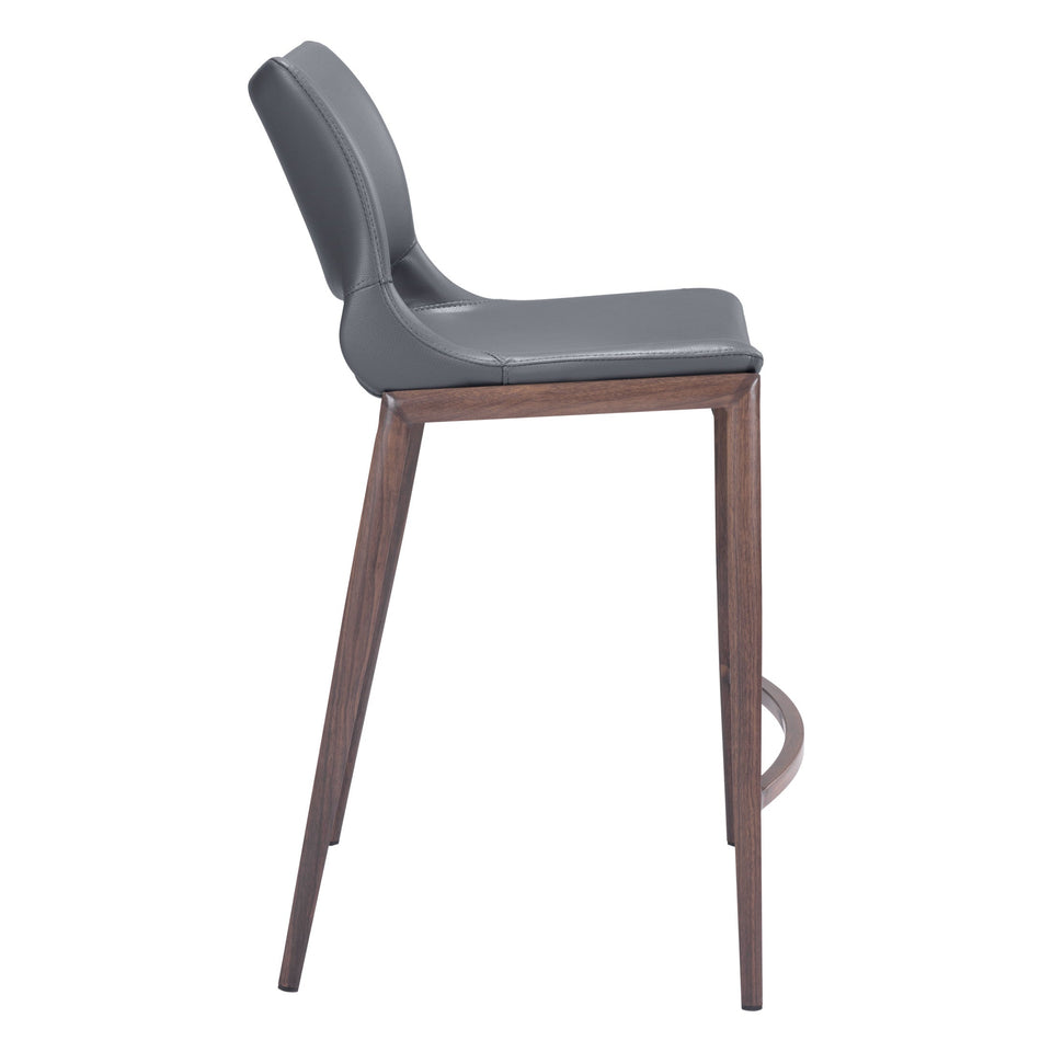 Ace Counter Stool (Set of 2) Dark Gray & Walnut