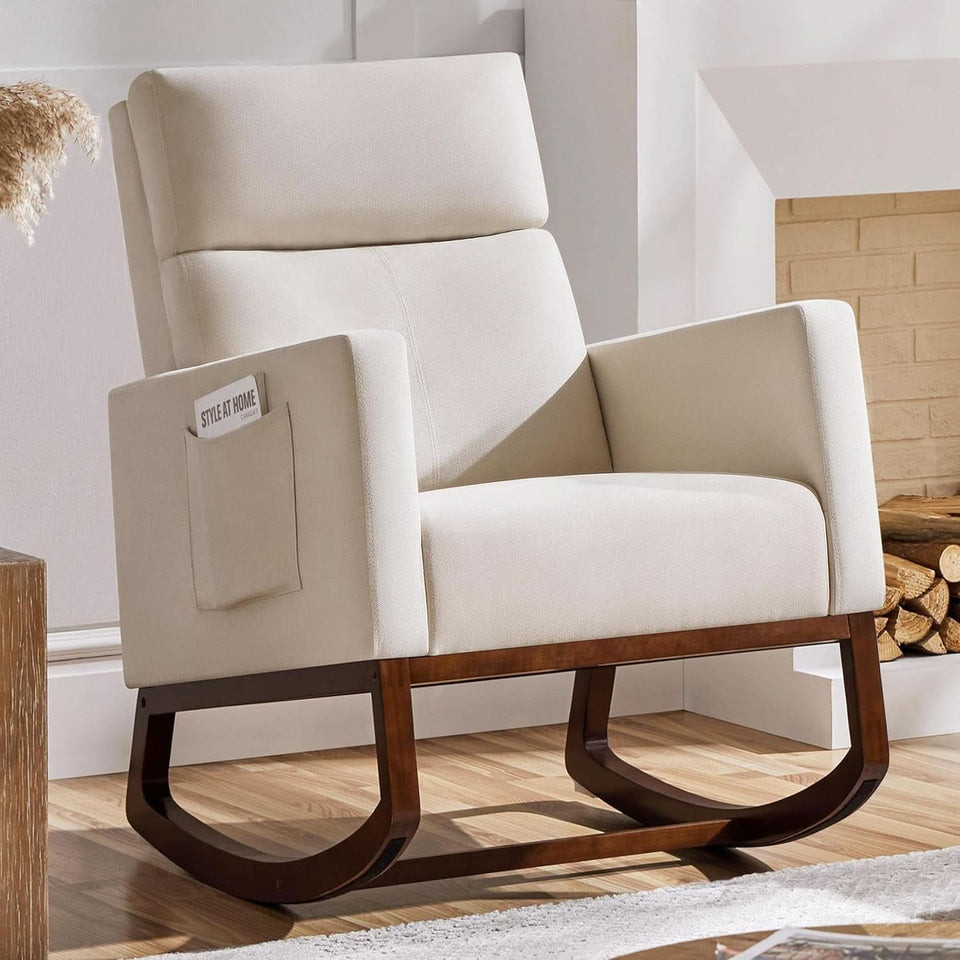 Rocking Recliner Chair With Side Pocket And Adjustable