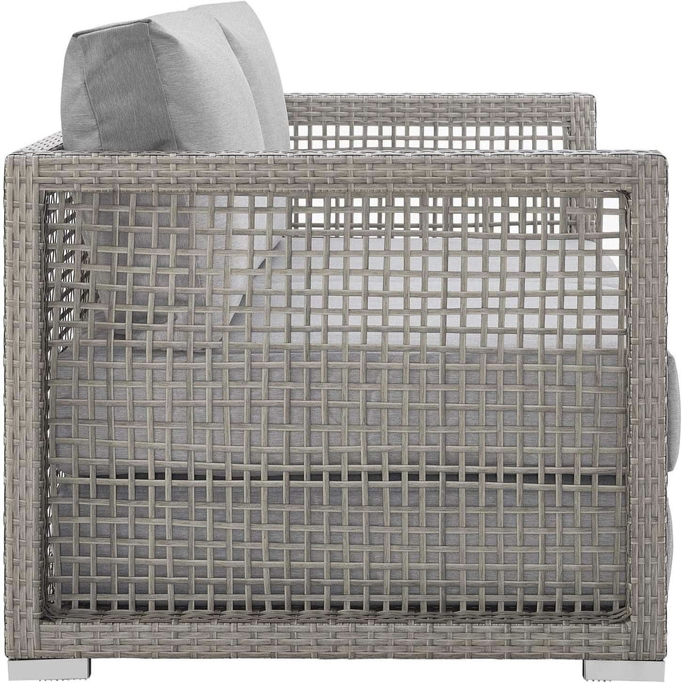 Modern Gray Wicker Rattan Loveseat for Outdoor Spaces