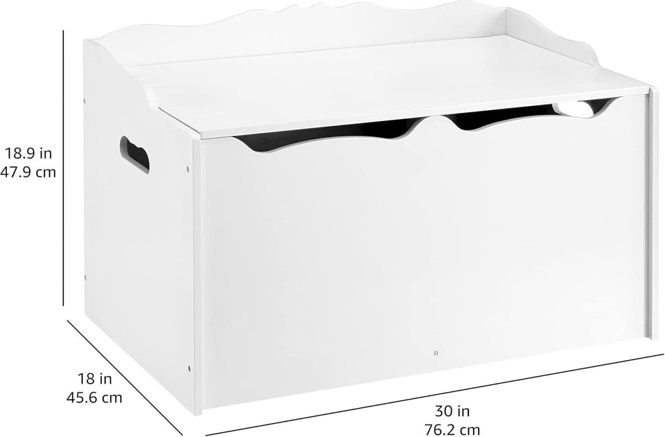 Wooden Toy Box Chest White 30x18x19 StorageSolution