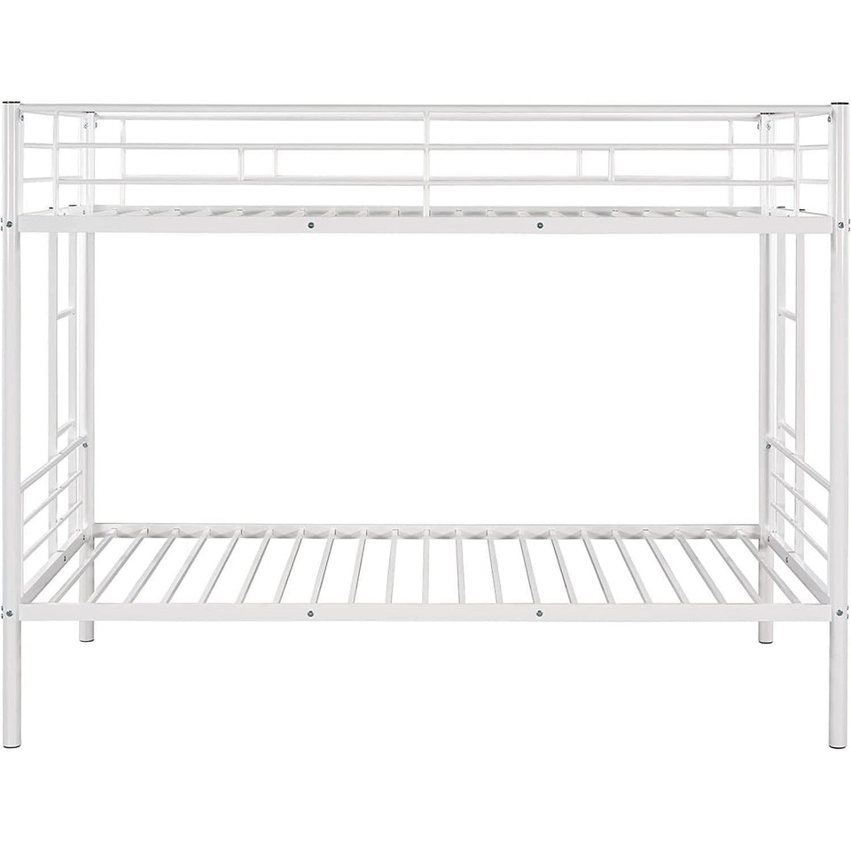 Twin Over Twin Metal Bunk Bed With 2 Ladders White