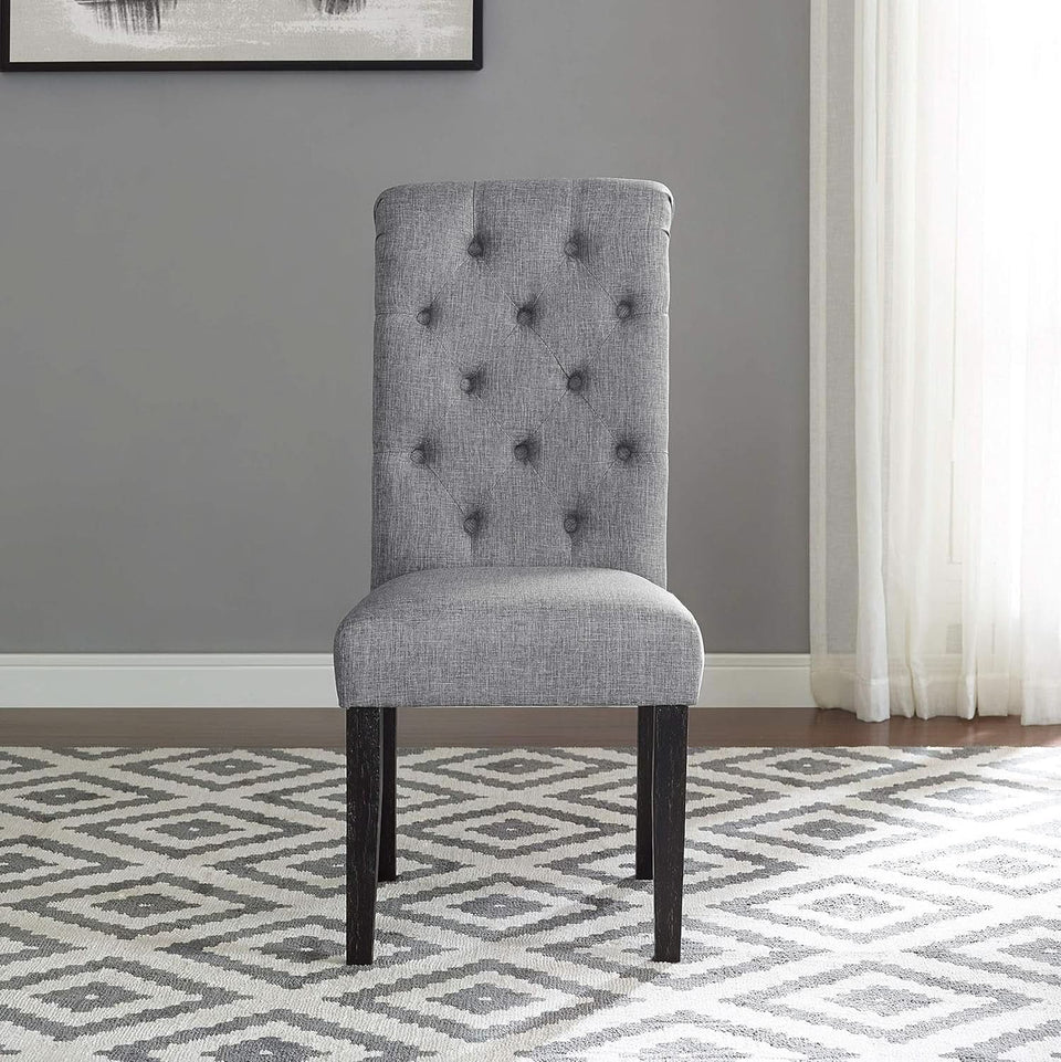 Leviton Gray Solid Wood Tufted Dining Chair Set Of 2