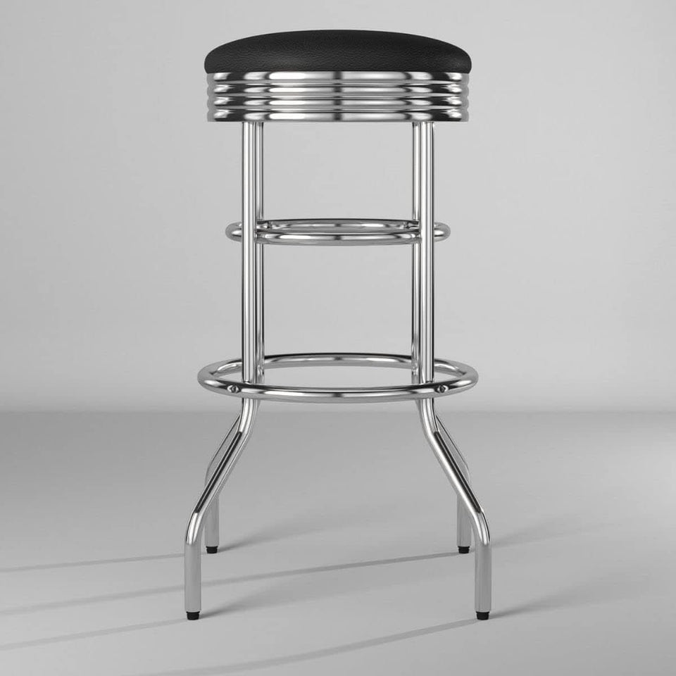 Heavy Duty Backless Swivel Bar Stools with Faux Leather