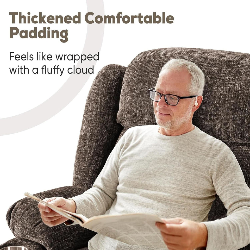Brown Power Recliner With Massage And Heat Power Lift
