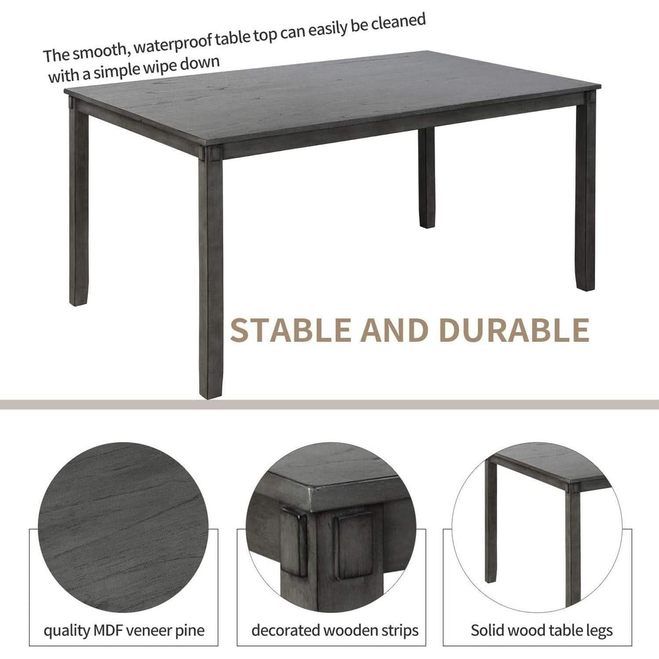 Grey Wooden Rectangular Dining Table Set Of 6 For Home