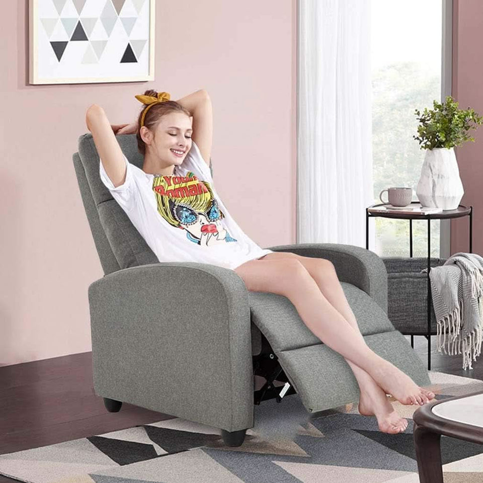 Grey Recliner Massage Chair With Lumbar Support Living Room