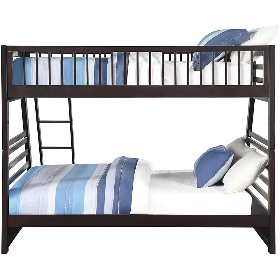 XL Twin Over Queen Bunk Bed With Drawers Espresso Finish