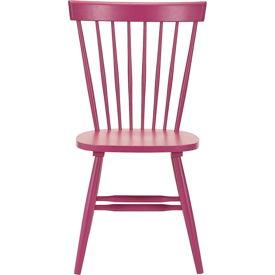 Raspberry Pink Spindle Side Chair Set of 2 Solid Oak