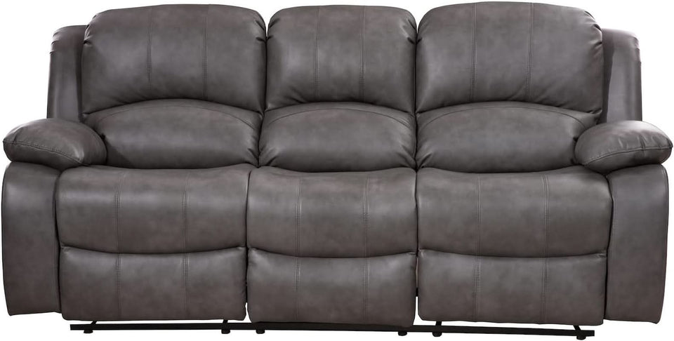 2 Piece Bonded Leather Reclining Sofa Loveseat Set Gray Living Room Furniture Set 8018
