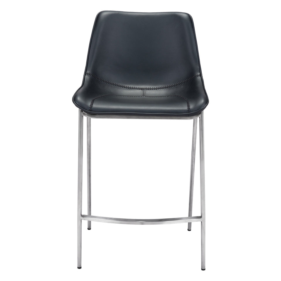 Magnus Counter Stool (Set of 2) Black & Silver