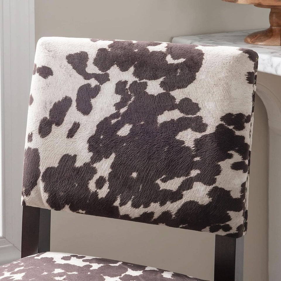 Stylish Cowhide Print Bar Stool with Comfortable Padded Seat