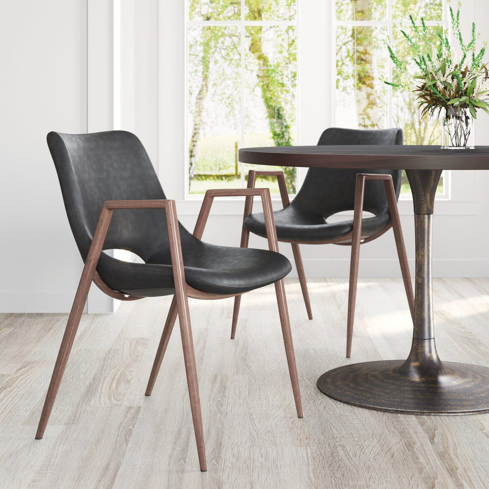 Desi Dining Chair (Set of 2) Black & Walnut