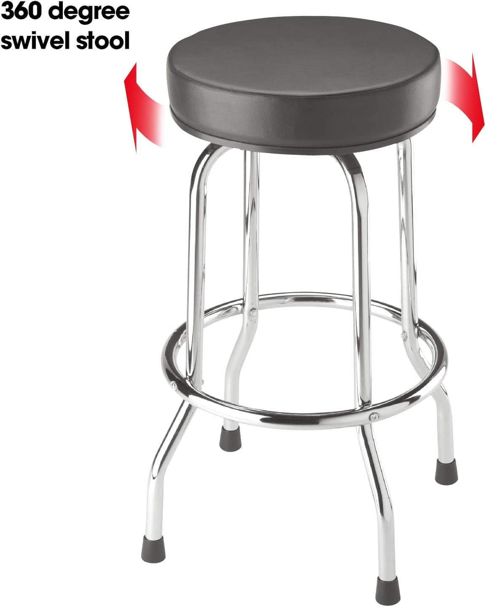 Swivel Bar Stool Padded Black For Garage And Home Use