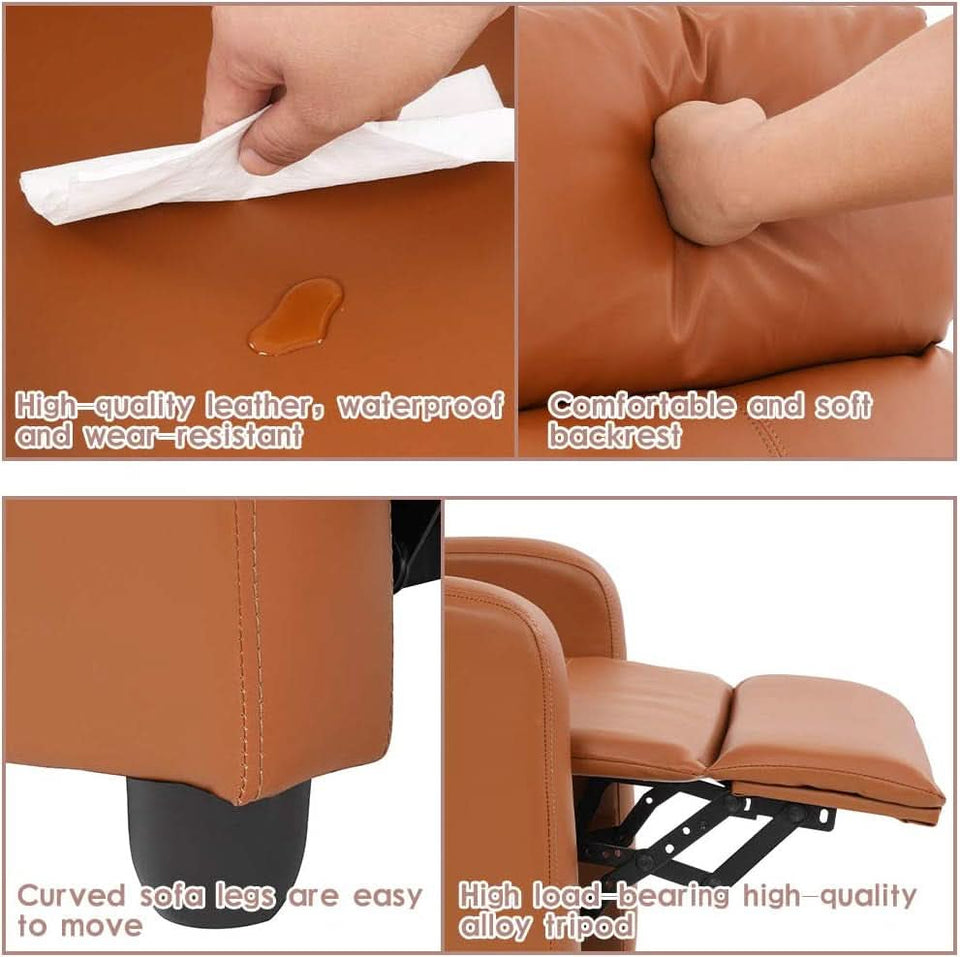 Modern PU Leather Recliner Chair With Padded Seat Comfort