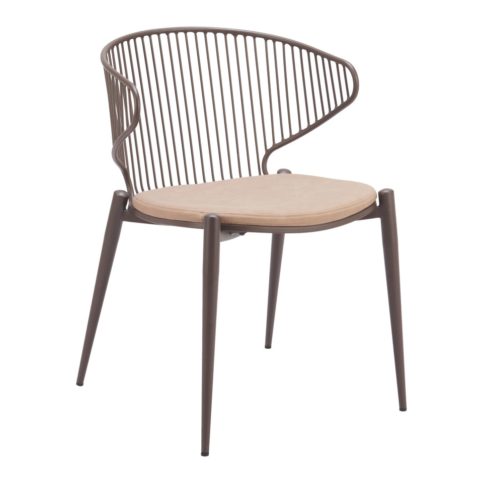 Silues Dining Chair (Set of 2) Taupe & Brown