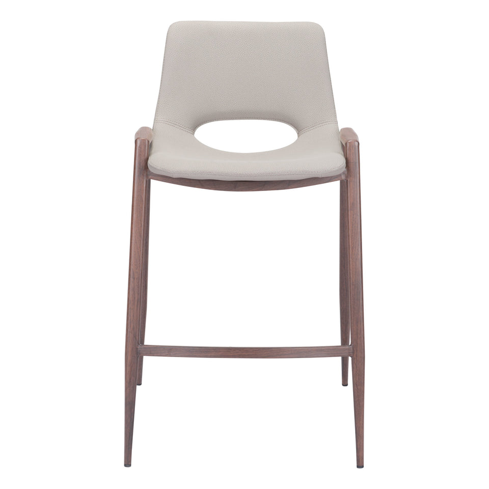 Desi Counter Stool (Set of 2) Beige & Walnut