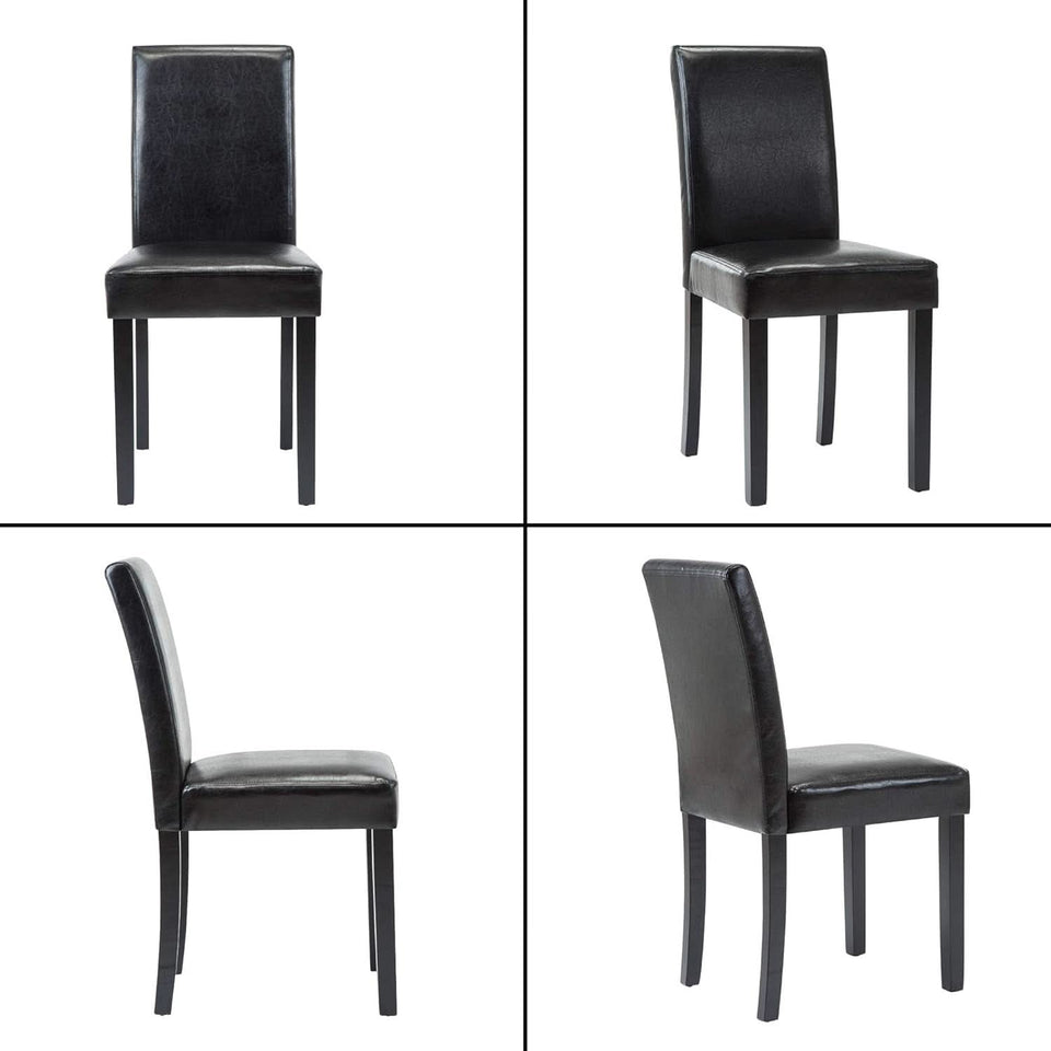 Modern PU Upholstered Dining Chairs Black Cushioned Seats