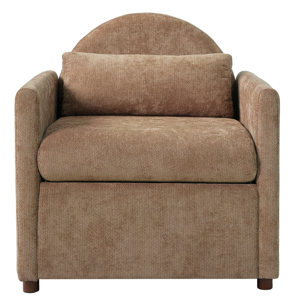 Coffee Pet Friendly Accent Chair with Hidden Pet Nook - Acacia Wood