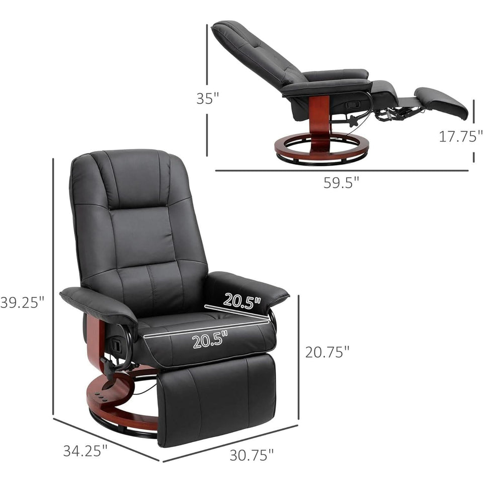 Manual Recliner Chair With Footrest And Swivel Base
