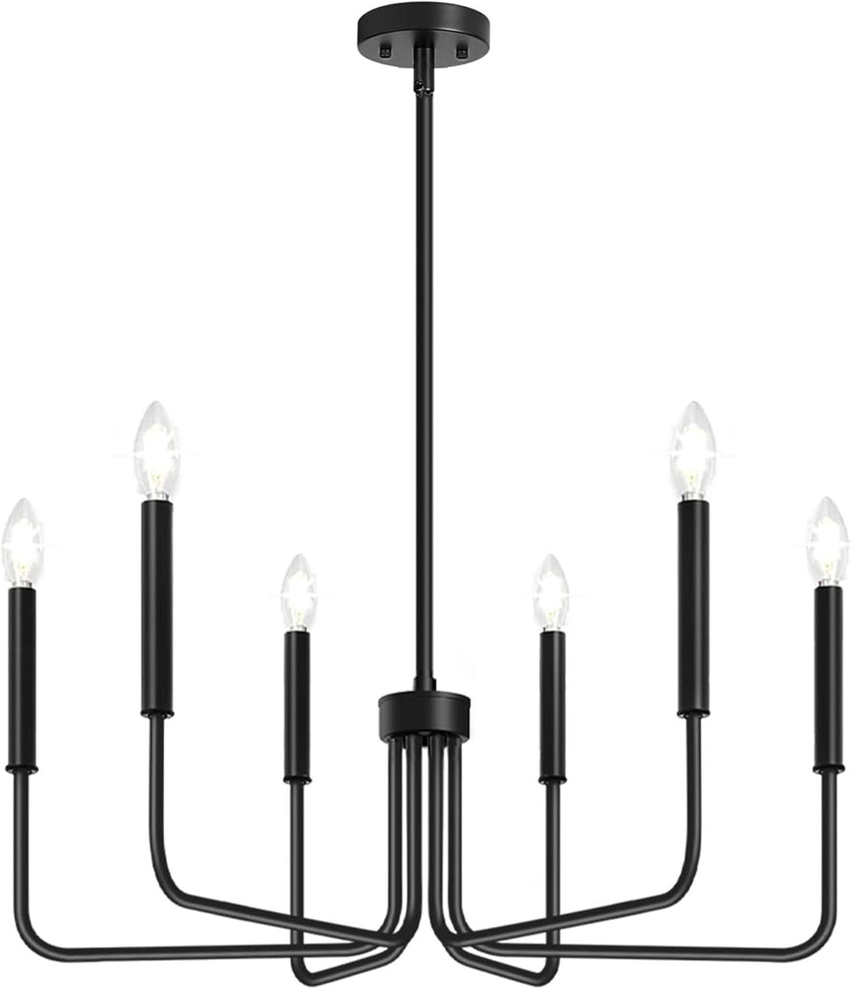 Black Six Light Farmhouse Chandelier For Dining Room