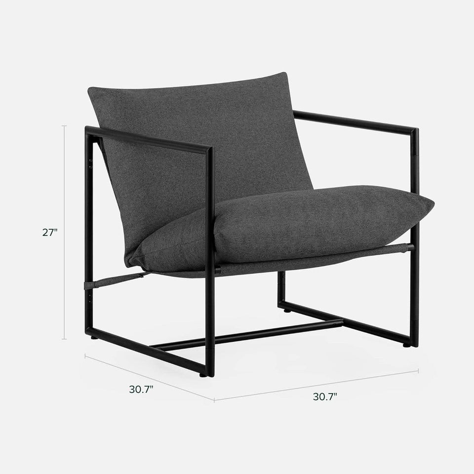 Aidan Sling Chair Dark Grey Metal Frame Shredded Foam