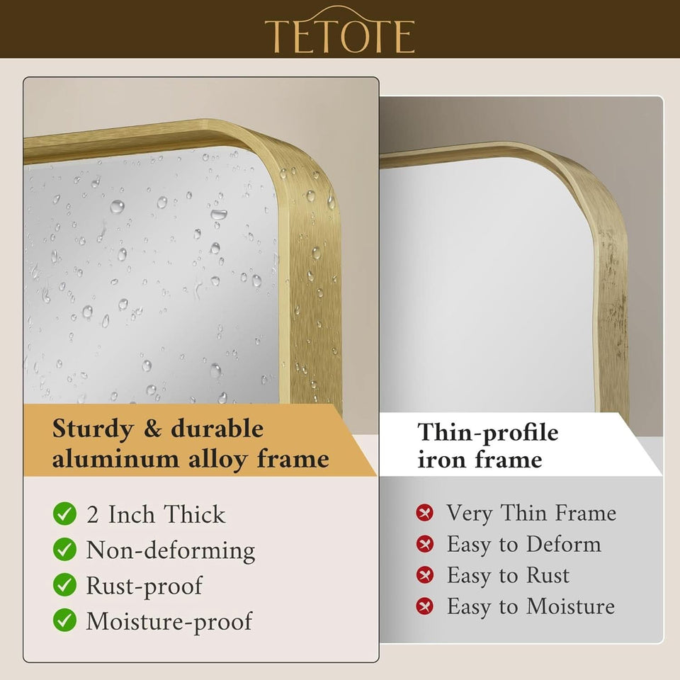 40 By 30 Inch Brushed Brass Bathroom Mirror Wall Mounted