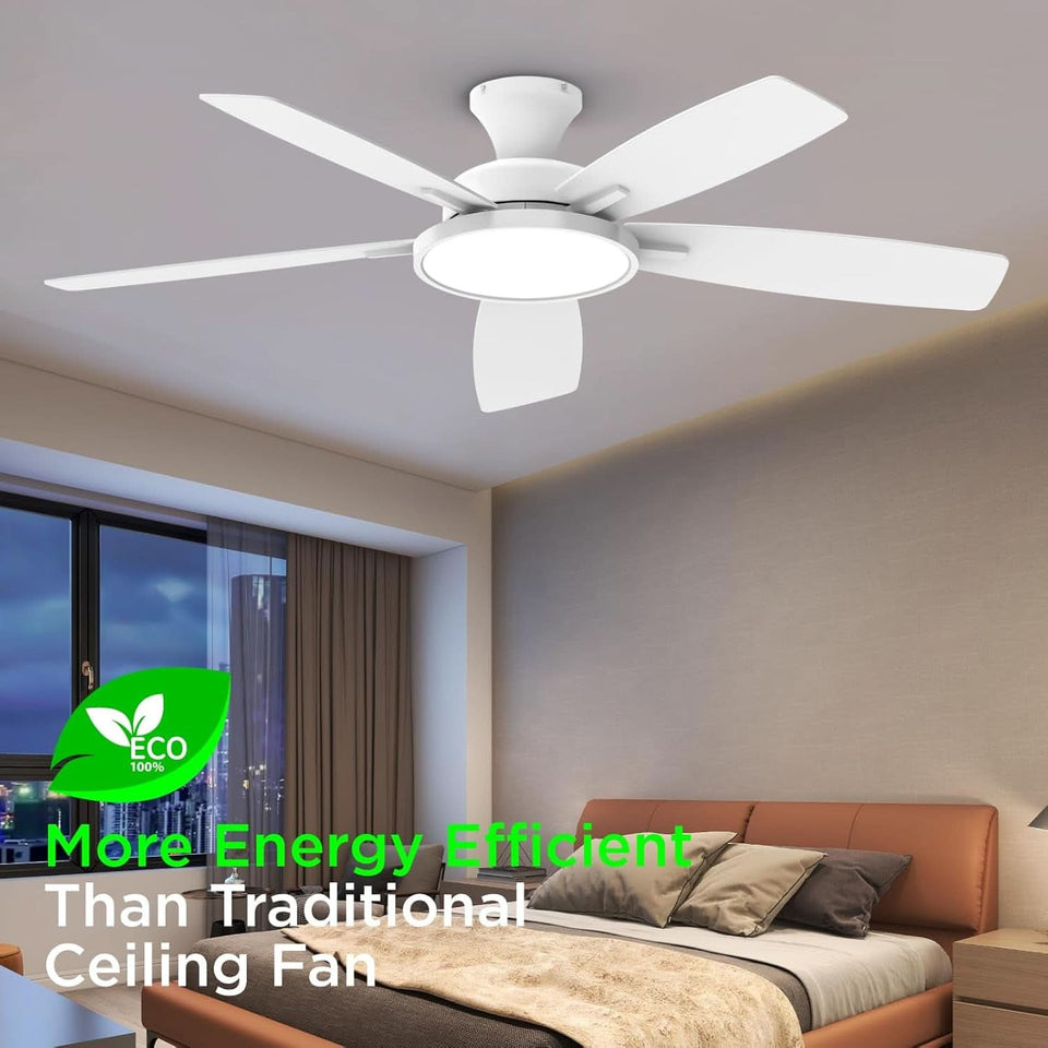 52 Inch Ceiling Fan With Dimmable Lights And Remote
