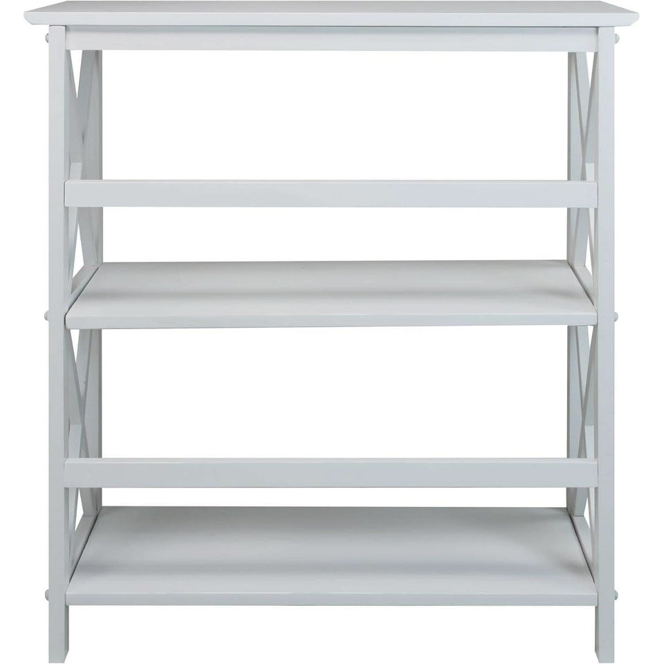 Montego 3 Shelf Bookcase White Modern X Design Storage